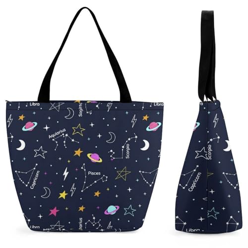 Sac de shopping pour voyage constellation d'étoiles grand sac cabas femme résistant