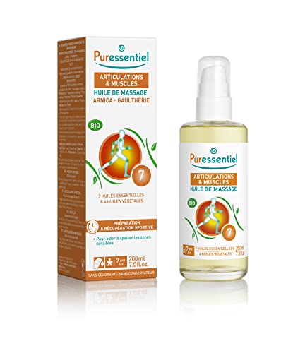 Puressentiel - Articulations et Muscles - Huile de Massage Bio - Aux 7 huiles essentielles et 4 huiles végétales - Préparation et récupération sportive - 200 ml