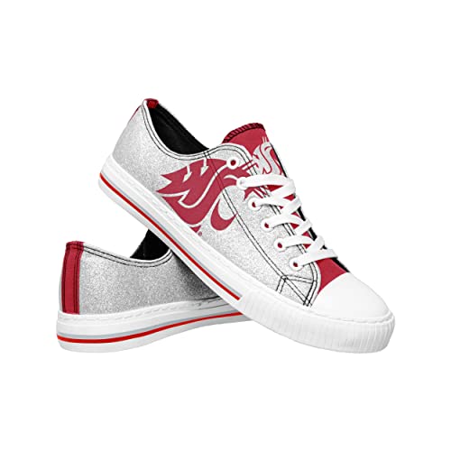 FOCO Washington State Cougars NCAA Womens Glitter Low Top Canvas Shoes - 8