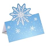 48Pcs Christmas Place Cards Snowflake Folded Tent Cards Happy Holidays Seating Name Cards for Dinner Tables
