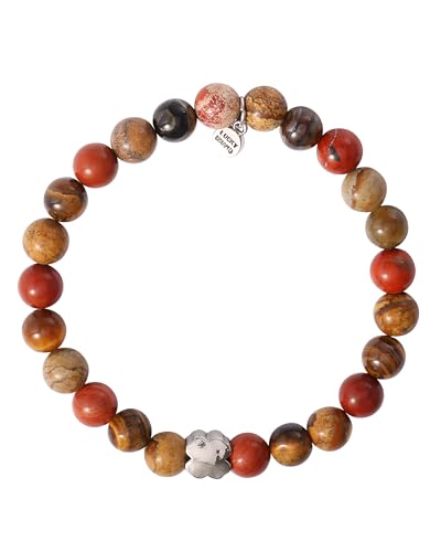 Pulsera para hombre Lucky Brand con jaspe rojo elástica miniatura 5