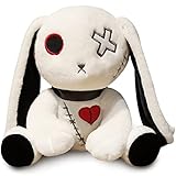 Qleewei Goth Bunny Plush Rabbit Stuffed Animal Horror Plushies Easter Stuffed Creepy Spooky Bunny Stuffed Animal Crazy Rabbit Plushie Toy
