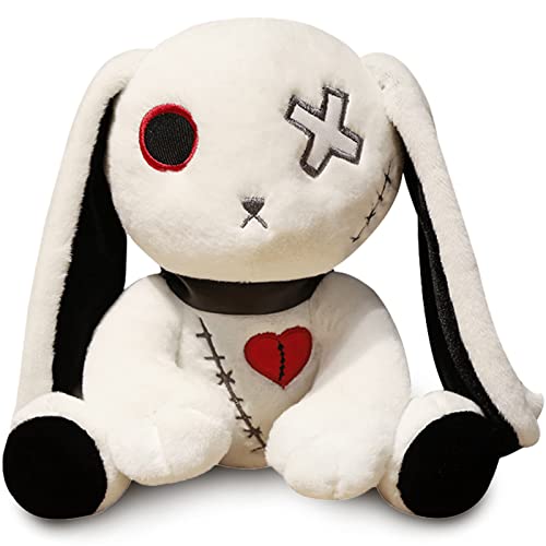 Image of Qleewei Goth Bunny Plush Rabbit Stuffed Animal Horror Plushies Easter Stuffed Creepy Spooky Bunny Stuffed Animal Crazy Rabbit Plushie Toy
