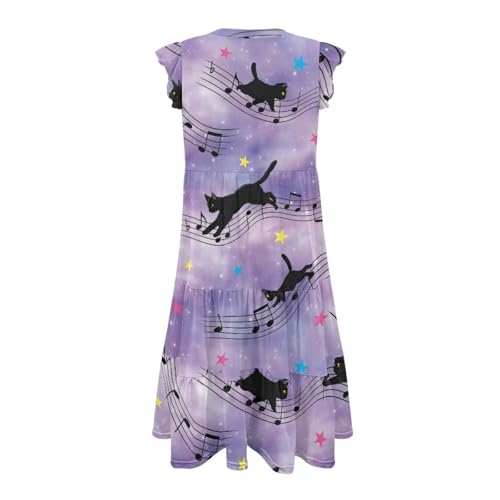 Image of Women's Casual Ruffle Sleeve Dress V Neck Pullover Dress Flowy A-Line Pleated Lightweight Dress with Pockets