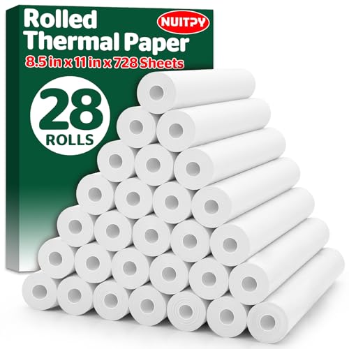 28 Rolls Thermal Printer Paper, About 728 Sheets 8.5" x 11" US Letter Size by NUITPY - Used condition - US$24.69
