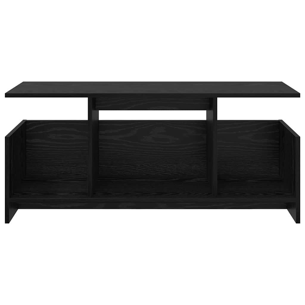 Mobile TV nero effetto rovere in legno, 102 x 35 x 45 cm, con ampio spazio di archiviazione, moderno mobile multimediale per soggiorno, camera da letto, home theater, adatto per console di