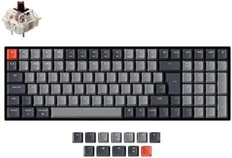Keychron K4 Wireless Mechanical Gaming Keyboard with White LED Backlight/Gateron Brown Switch/Wired USB C/96% ISO-UK-Layout, 100 Keys Bluetooth Computer Keyboard for Mac Windows PC Gamer - Version 2