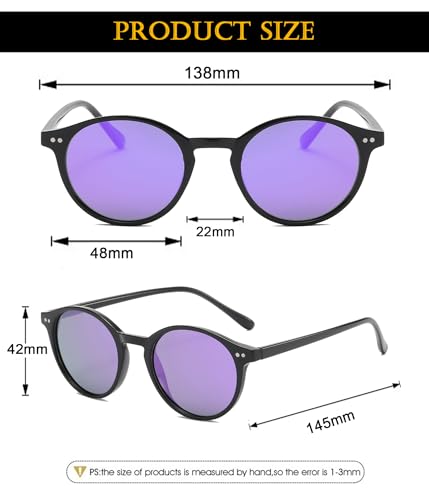 Image of EYLRIM Classic Polarized Round Sunglasses for Women Men Vintage Style Lightweight Circle Frame Sun Glasses