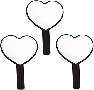 STAHAD 3 Pcs Mirror with Handle Small Hand Held Mirror Makeup Vanity Mirror Girl Dresser Heart Mirror Travel Makeup Mirror Hairdresser Mirror Abs Black Hand-Hold Beauty Mirrors Fashion
