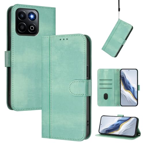 Pzwoxukhov Compatible with Honor 200 Smart Case Cover,Compatible with Honor X7C with Card Slot,Stand Holder,PU Leather flip Shockproof Case Cover Light Green