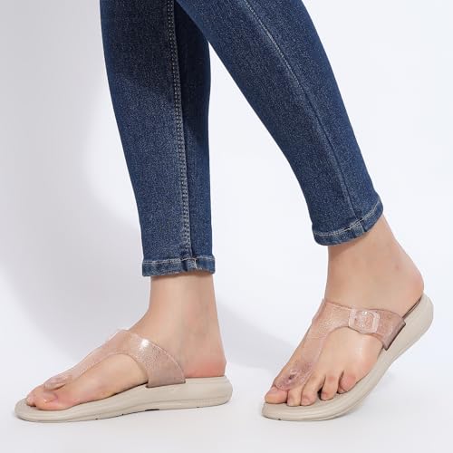Image of TRASE Flat Slippers for Woman | Comfortable & Lightweight Adjustable Thong Strap Flip Flops | Durable Cushioned Footwear for Home, Casual, Beach & Outdoor Use