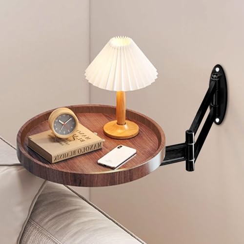 Lefedrasticity Wall Mounted Folding Round Table Small Folding Desk Walnut