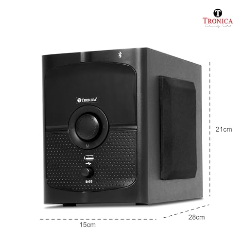 Image of TRONICA Tango Prime 35W 2.1 Bluetooth Home Theater System with 4 inch Woofer, Wooden Subwoofer, Remote Control, USB, Micro SD, FM, AUX, TV & Laptop Compatible, Powerful Bass Multimedia Speakers