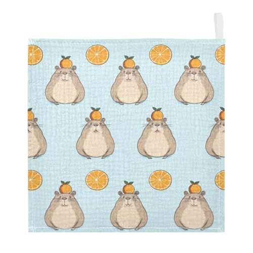 vvfelixl Simple Water Rat with Orange Baby Burp Cloths Baby Muslin Washcloths for Boys Girls Cotton Babys Face Towel for Newborn Infants Soft and Absorbent 11.8 X 11.8 in, 5 Pack