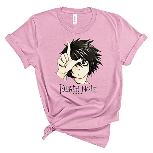Image of oneforus Death Note T-Shirt Anime L Lawliet Cosplay Costume Graphic Printed Crew Neck Short Sleeve T-Shirts Sport Tops for Unisex