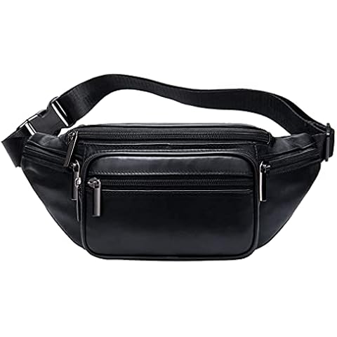 Hebetag Leather Fanny Pack Waist Bag for Men Women Travel Hiking Running Hip Bum Belt Slim Cell Phone Purse Wallet Pouch Cover