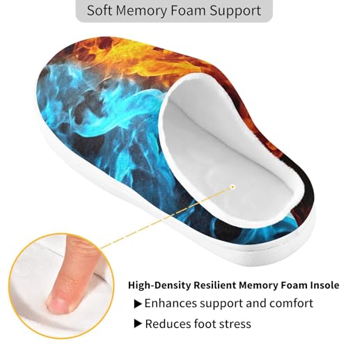 Fire Water Flame Dragon Animal Slippers for Women Men Indoor Slippers Memory Foam Fuzzy Slippers House Shoes for Indoor Outdoor Size 6/73