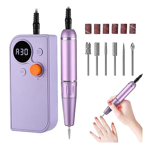 Nail-Drill-Machine-Electric-Nail-Drill-Sander-Manicure-Milling-Cutter-Set-Professional-Nail-File-Gel-Polish-Remover-Rechargeable-with-Saves-More-Time-and-Money-Color-Purple-Size-A