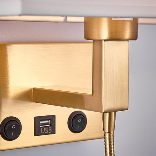Aplique de pared con carga usb y lampara flexible de lectura orientable de 360 4