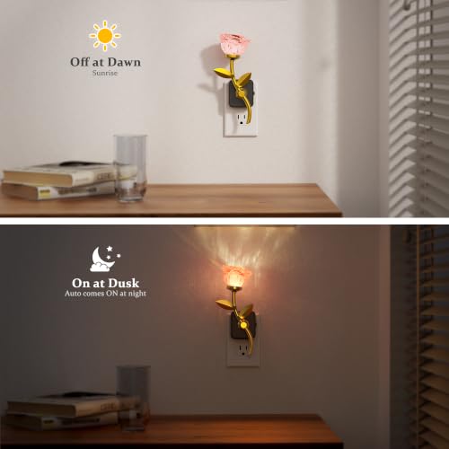 Image of JandCase Night Light, Night Lights Plug into Wall, Rose Crystal Nightlight