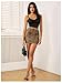 WDIRARA Women's Sexy Leopard Print Mini Skirt Mesh Bodycon High Waisted Skirts Petite L
