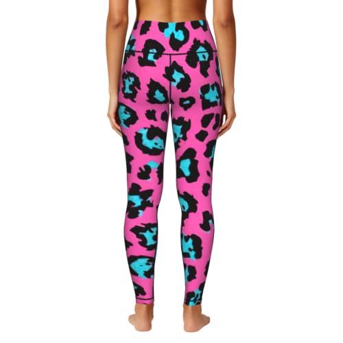 Pantalones de yoga elásticos con estampado de leopardo turquesa transpirable 5