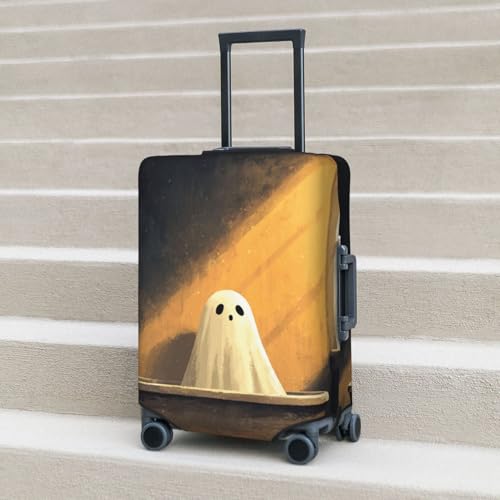 Cute Ghost In The Bathtub Minimalist Elastic Travel Luggage Covers Dustproof Scratch-Resistant Suitcase Protector Fit 22-24 Inch 6