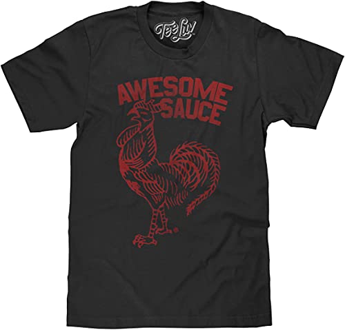Tee Luv Sriracha Awesome Sauce T-Shirt - Black Sriracha Rooster Shirt (XL)