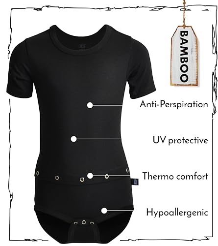 New York Shortsleeve Bodysuit With Feeding Tube For Kids | Black | Adaptive Clothing For Children With Special Needs3