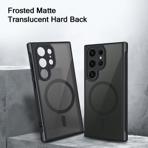 Image of TheGiftKart Hybrid Matte Frosted Translucent Back Cover Case for Samsung Galaxy S23 Ultra 5G Compatible with MagSafe | ShockProof Design | Camera Protection Module | Hard Cover (PC & TPU, Frost Black)