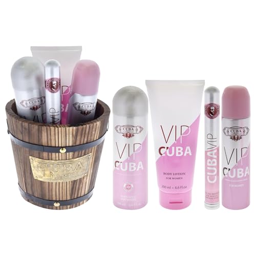 Listado de Perfume Vip del mes. 34 Cuba Vip by Cuba for Women - 4 Pc Gift Set 3.3oz EDP Spray, 1.17oz EDP Spray, 6.6oz Body Spray, 6.6oz Body Lotion