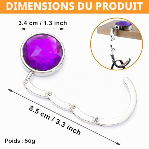 4 Pcs Accroche Sac à Main pour Table, Crochet Pliable en Métal, Crochets de Table Portable, avec Sac de Rangement Noir, pour Restaurant, Café, Bureau, Bar, Cadeau Idéal pour Femmes et Filles (B) – vue 2