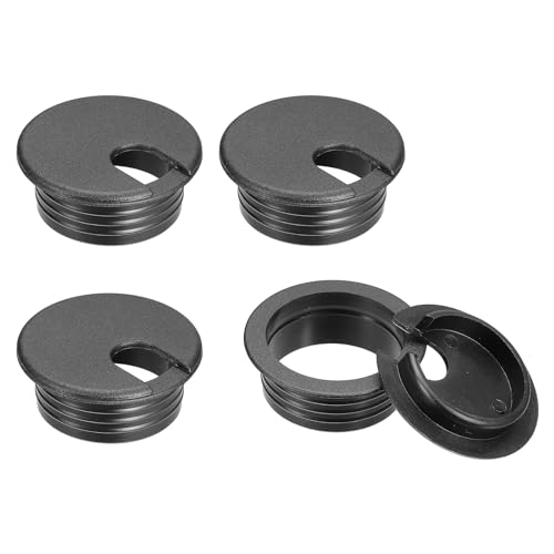 QUARKZMAN Cubierta de Orificio de Cable 4 Piezas 38mm/1-1/2' Cubierta de Orificio de Cable ABS para Organizador de Cables de Escritorio de Oficina Negro