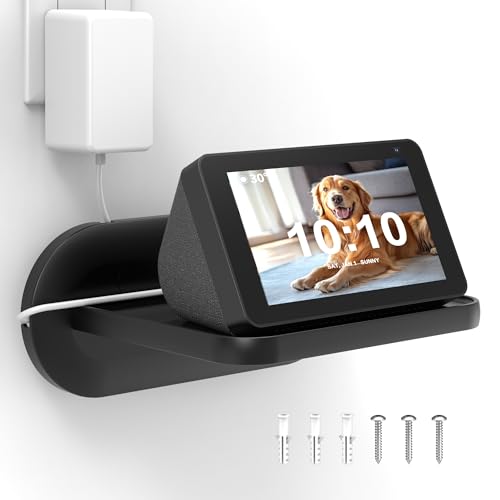 HomeMount Soporte de Pared para Google Nest Hub (1ª y 2ª generación) / Echo Show 5 (1ª y 2ª y 3ª generación), Estante Inteligente para Ahorro de Espacio, fácil instalación, diseño Elegante (Negro)