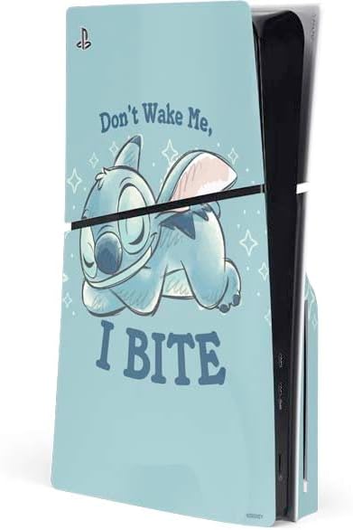 Skinit Decal Gaming Skin Compatible with PS5 Slim Disk Console - Officially Licensed Disney Lilo and Stitch Close Design