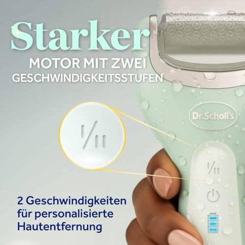 Dr. Scholl’s Pedi Perfect Pro Wasserdichter, Wiederaufladbarer, Elektrischer Fußhornhautentferner mit x3 Rollenköpfen – Entfernt harte Haut für weiche schöne Füße, 90 Minuten Laufzeit, Staubfänger