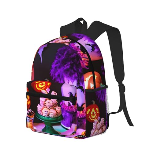Mochila ligera para viajes diarios con estampado de fiesta de Halloween unisex 2