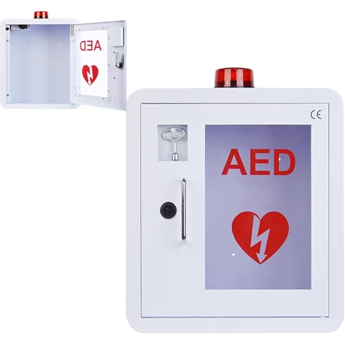LHQYA Armoire De Rangement Defibrillateur AED, Armoire De Premiers Soins Médicaux avec Verrouillage De Clé, Volume De Haut-Parleur: 85-120 DB, s'adapte À La Plupart des Modèles AED
