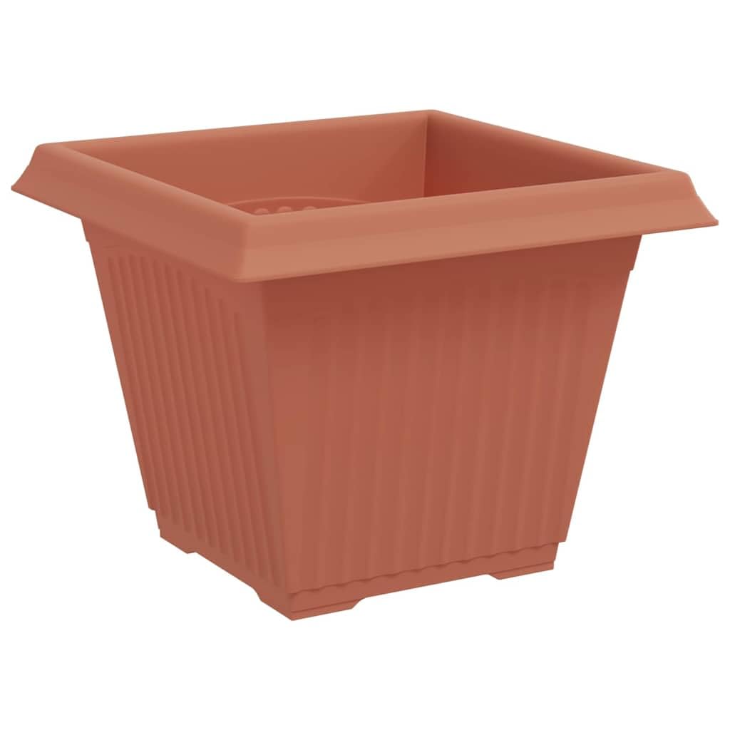 6er Set Blumentöpfe Ziegelrot 38x38x30 cm Quadratische Pflanzentöpfe aus Kunststoff für Außen und Innen Große Pflanzkübel mit Entwässerungslöchern für Garten Balkon Terrasse