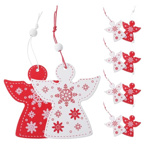 Uonlytech 20 piezas Colgantes de Madera Ángel Navidad para Árbol Adornos Colgantes Decoración Festiva Durable Fácil de Colgar