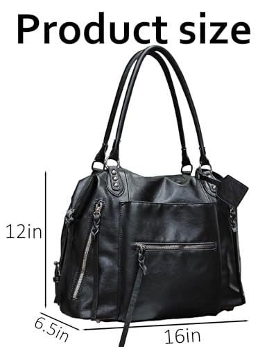 Women's Large Tote Bag City Tote Bag Fall Purse with Zipper Women Vegan Leather Hobo Handbags with Adjustable Strap2
