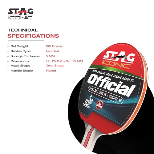 Image of Official Table Tennis (T.T) Racket | Advanced TT Racquets| Black /Red Grip Designed Comfortable Wooden Table Tennis Bat