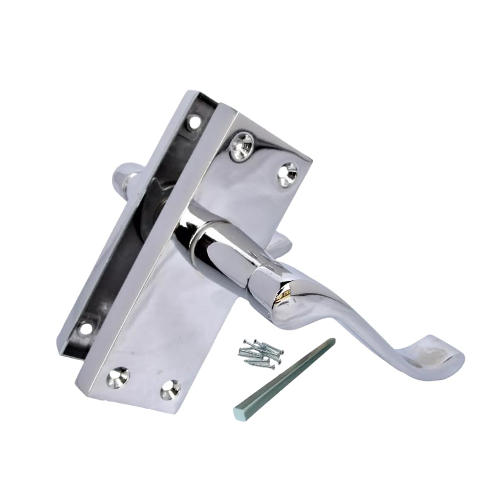 Haven Heritage Victorian Scroll Lever Set – Bright Chrome Interior Hardware in Multiple Styles for Home Renovation | 118mm & 150mm Backplate Options (1 Pair Latch – No Latch)