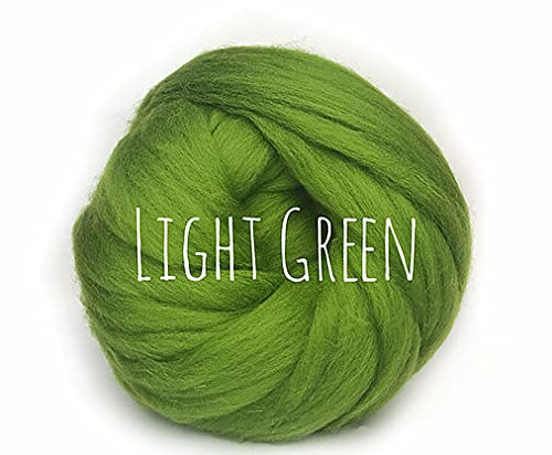 Colorful Passions Merino Wool Roving Oeko-TEX Certified Chunky Yarn Arm Knitting Felting Spinning Weaving Macrame 26-28 Microns EU Suppliers Light Green 500g (0.5kg) (1.1lb) โ image 1
