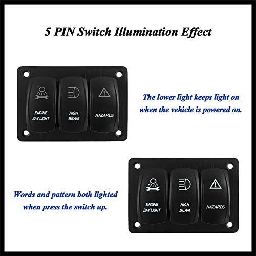 Image of DIY 3 Gang Rocker Switch Panel White Led Toggle Switch Panel with Mounting Bracket for Car Boat Bus Motorcycle Truck RV Side by Side