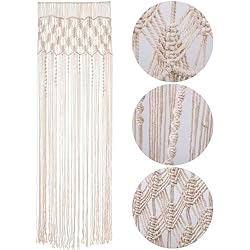 Cortinas De Macramé ANBOO Tapiz de pared de macramé, decoración bohemia, hecho a mano, tejido bohemio, macramé, cortina para puerta de fondo de boda, cortinas de ventana, 203 cm (largo) x 74 cm (ancho)