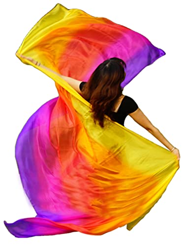 Voile de danse orientale en soie pure de 270x110cm roulé à la main