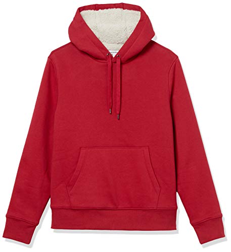 Amazon Essentials Men's Sherpa Lined Pullover Hoodie Sweatshirt, Red, Medium