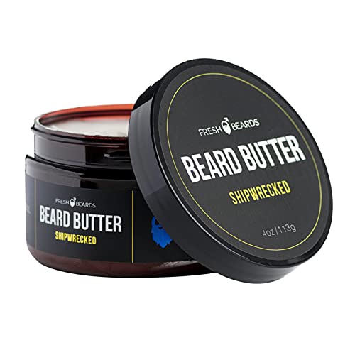 Fresh Beards Shipwrecked Beard Butter - Bay Rum, Clove, And Caribbean Spice Fragrance - Scented Mens Beard And Mustache Conditioner - Soothing Anti-Itch Moisturizer And Softener For Healthy Beard Growth #TOP1