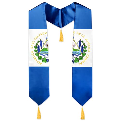 Duzieda El Salvador Graduation Stole Embroidered Salvadorian Graduation Sash for College & High School Students 72 Inch